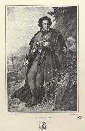 Charles Artus marquis de Bonchamps (1760-1793) / [Anne-Louis] Girodet [de Roucy] Trioson pinxit ; [Zéphirin] Belliard del. ; lith. de Sentex.